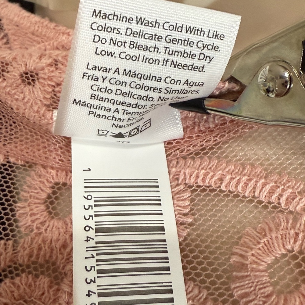 Sexy Sheer Lace Crochet Cover-Up Rose Pink, No Closure Size L/XL - Picture 8 of 8